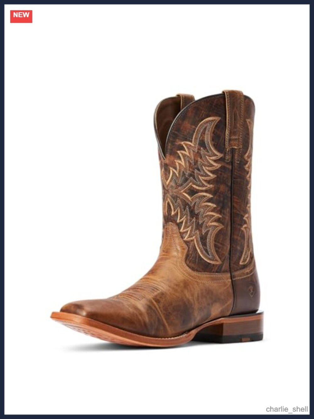 Mens Western Boots Full-Grain Leather Square Toe Work Boots